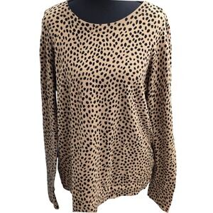 J. Crew Teddie Sweater Leopard Print Long Sleeve Crew Neck Women's M minimalist